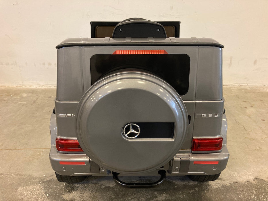 Mercedes G63 AMG Kinderauto 12V + 2.4G RC (zilvergrijs) - Trapautodealer