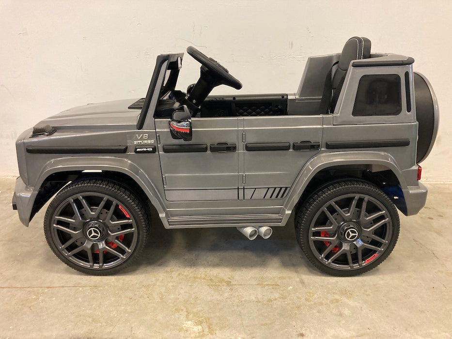 Mercedes G63 AMG Kinderauto 12V + 2.4G RC (zilvergrijs) - Trapautodealer