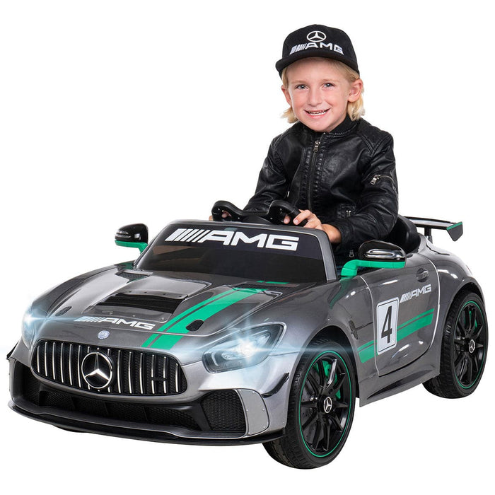 Mercedes-Benz GT4 Kinderauto 12V + 2.4G RC (grijs met MP4) - Trapautodealer